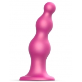 Розовая насадка Strap-On-Me Dildo Plug Beads size S - Strap-on-me - купить с доставкой в Вологде