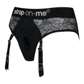 Черные трусики для насадок Diva Lingerie Harness - size S - Strap-on-me - купить с доставкой в Вологде
