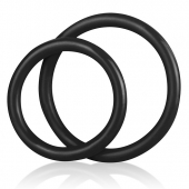 Набор из двух черных силиконовых колец разного диаметра SILICONE COCK RING SET - BlueLine - в Вологде купить с доставкой