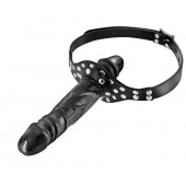 Черный кляп-фаллоимитатор Double Penis Gag - Fetish Tentation - купить с доставкой в Вологде