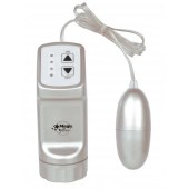 Серебристое виброяйцо с пультом управления на проводе - Tonga