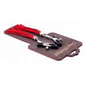 Металлические зажимы на соски с красными замшевыми кисточками - Crazy Handmade - купить с доставкой в Вологде