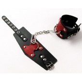 Черные кожаные оковы с красными вставками - Crazy Handmade - купить с доставкой в Вологде