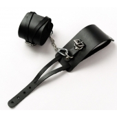 Черные кожаные оковы с креплением в виде веревочек - Crazy Handmade - купить с доставкой в Вологде