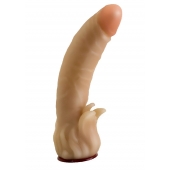 Телесная гелевая насадка-фаллос с клиторальными лепестками - 18,5 см. - LOVETOY (А-Полимер) - купить с доставкой в Вологде