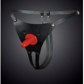 Чёрные кожаные универсальные трусики со штырьком для насадок - Sitabella - купить с доставкой в Вологде