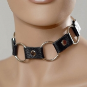 Кожаный черный ошейник с кольцами - Sitabella - купить с доставкой в Вологде