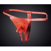 Красные кожаные универсальные трусики со штырьком для насадок - Sitabella - купить с доставкой в Вологде