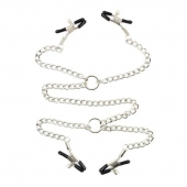 Серебристые зажимы для сосков и половых губ на тонкой цепочке - Notabu - купить с доставкой в Вологде