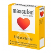 Презервативы с колечками и пупырышками Masculan Ribbed+Dotted - 3 шт. - Masculan - купить с доставкой в Вологде