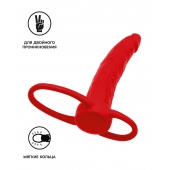 Красная насадка на пенис для двойного проникновения Black Red - 16,5 см. - ToyFa - купить с доставкой в Вологде