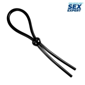 Черное силиконовое лассо с шариком для утяжки - Sex Expert - в Вологде купить с доставкой
