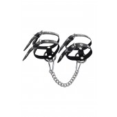 Черные однослойные кожаные оковы из двух ремешков - Pecado - купить с доставкой в Вологде