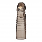 Дымчатая насадка-удлинитель Ribbed Realistic Penis Enhancing Sleeve Extension - 15,2 см. - BlueLine - в Вологде купить с доставкой