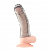 Текстурированная насадка на пенис Clear Textured Penis Enhancing Sleeve Extension - 16,5 см. - BlueLine - в Вологде купить с доставкой