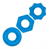 Комплект из трех голубых колец для эрекции 3-Pack Nuts   Bolts Stretch Cock Ring Set - BlueLine - в Вологде купить с доставкой