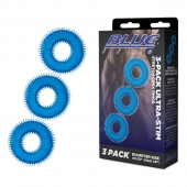 Комплект из трех голубых колец для эрекции 3-Pack Ultra-Stim Stretch Cock Rings - BlueLine - в Вологде купить с доставкой
