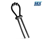 Черное эрекционное кольцо со стимулирующими бусинами - Sex Expert - в Вологде купить с доставкой