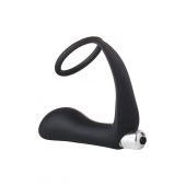 Черное эрекционное кольцо с вибропробкой Vibrating Anal Plug With Cockring - Dream Toys - в Вологде купить с доставкой