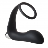 Черное эрекционное кольцо с вибропробкой Vibrating Anal Plug With Cockring - Dream Toys - в Вологде купить с доставкой