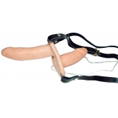 Телесный женский страпон с вагинальной пробкой Strap-On Duo - 15 см. - Orion - купить с доставкой в Вологде