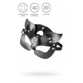 Черная кожаная рельефная маска кошки - Pecado - купить с доставкой в Вологде