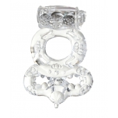 Прозрачное эрекционное кольцо с вибратором  и подхватом - Toyfa Basic - в Вологде купить с доставкой