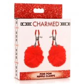 Красные зажимы на соски с помпонами Pom Pom - XR Brands - купить с доставкой в Вологде