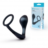 Черное эрекционное кольцо со стимулятором простаты Ringer Cock Ring   Plug - b-Vibe - в Вологде купить с доставкой