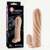 Телесная насадка-удлинитель Okoto со спиралевидным рельефом - 16 см. - Sitabella - в Вологде купить с доставкой