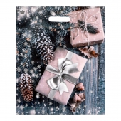 Новогодний пакет с принтом в виде подарков и вырубной ручкой (45х38 см) - Сима-Ленд - купить с доставкой в Вологде