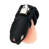 Черная клетка для пениса Silicone Small 2 in Cock Cage With Ball Divider - BlueLine - купить с доставкой в Вологде