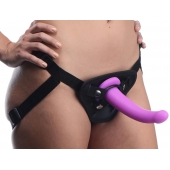 Лиловый поясной страпон Navigator Silicone G-Spot Dildo with Harness - 17,8 см. - XR Brands - купить с доставкой в Вологде