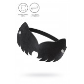 Черная закрытая кожаная маска с ушками кошки - Pecado - купить с доставкой в Вологде