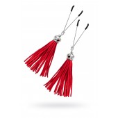 Зажимы на соски «Вилки» с красными кисточками из замши - Pecado - купить с доставкой в Вологде