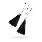 Зажимы на соски «Вилки» с черными кисточками из шелка - Pecado - купить с доставкой в Вологде