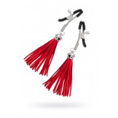 Зажимы на соски «Прищепки» с красными кисточками из замши - Pecado - купить с доставкой в Вологде