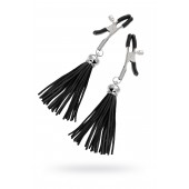 Зажимы на соски «Прищепки» с черными кисточками из замши - Pecado - купить с доставкой в Вологде