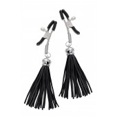 Зажимы на соски «Прищепки» с черными кисточками из замши - Pecado - купить с доставкой в Вологде