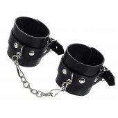 Черные однослойные наручники из натуральной кожи с цепочкой - Pecado - купить с доставкой в Вологде