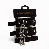 Черные скругленные наручники с мягкой бежевой подкладкой - Crazy Handmade - купить с доставкой в Вологде