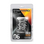 Прозрачная насадка с объёмными чёрточками STAY HARD COCK SLEEVE 06 CLEAR - Blush Novelties - в Вологде купить с доставкой