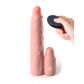 Телесная вибронасадка на член 3  Vibrating Mega X-tension with Remote - 22,9 см. - Pipedream - в Вологде купить с доставкой