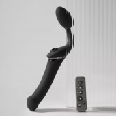 Черный безремневой вибрострапон Strap-On-Me Multi Orgasm Size XL - Strap-on-me - купить с доставкой в Вологде