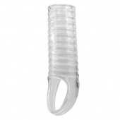 Прозрачная насадка на пенис с ребрышками и подхватом мошонки - Baile - в Вологде купить с доставкой
