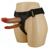 Темно-бежевый фаллопротез для двойного проникновения - 17,5 см. - Baile - купить с доставкой в Вологде