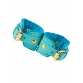 Голубые двуслойные кожаные наручники-браслеты - Pecado - купить с доставкой в Вологде