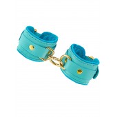 Голубые двуслойные кожаные наручники-браслеты - Pecado - купить с доставкой в Вологде