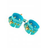 Голубые однослойные кожаные наручники - Pecado - купить с доставкой в Вологде