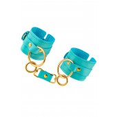 Голубые однослойные кожаные наручники - Pecado - купить с доставкой в Вологде